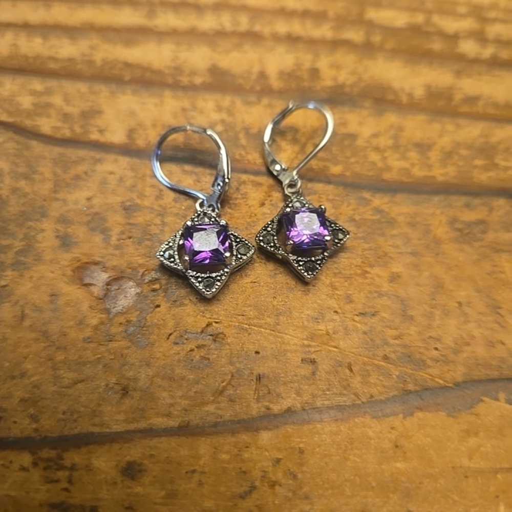 Elegant Purple Gemstone Earrings